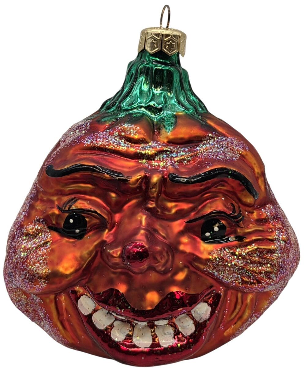Vintage 1996 Christopher Radko Pumpkin Eater Glass Halloween Ornament Very Good